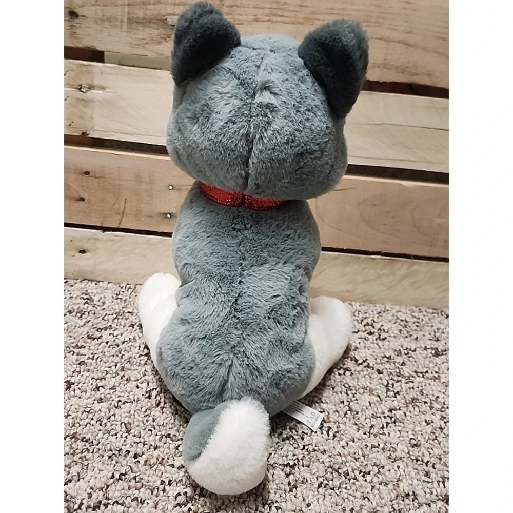 FAO Schwarz Realistic Gray White Husky Dog Plush Wolf 12